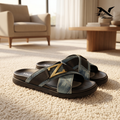 Logo Buckle Cross Strap Slide