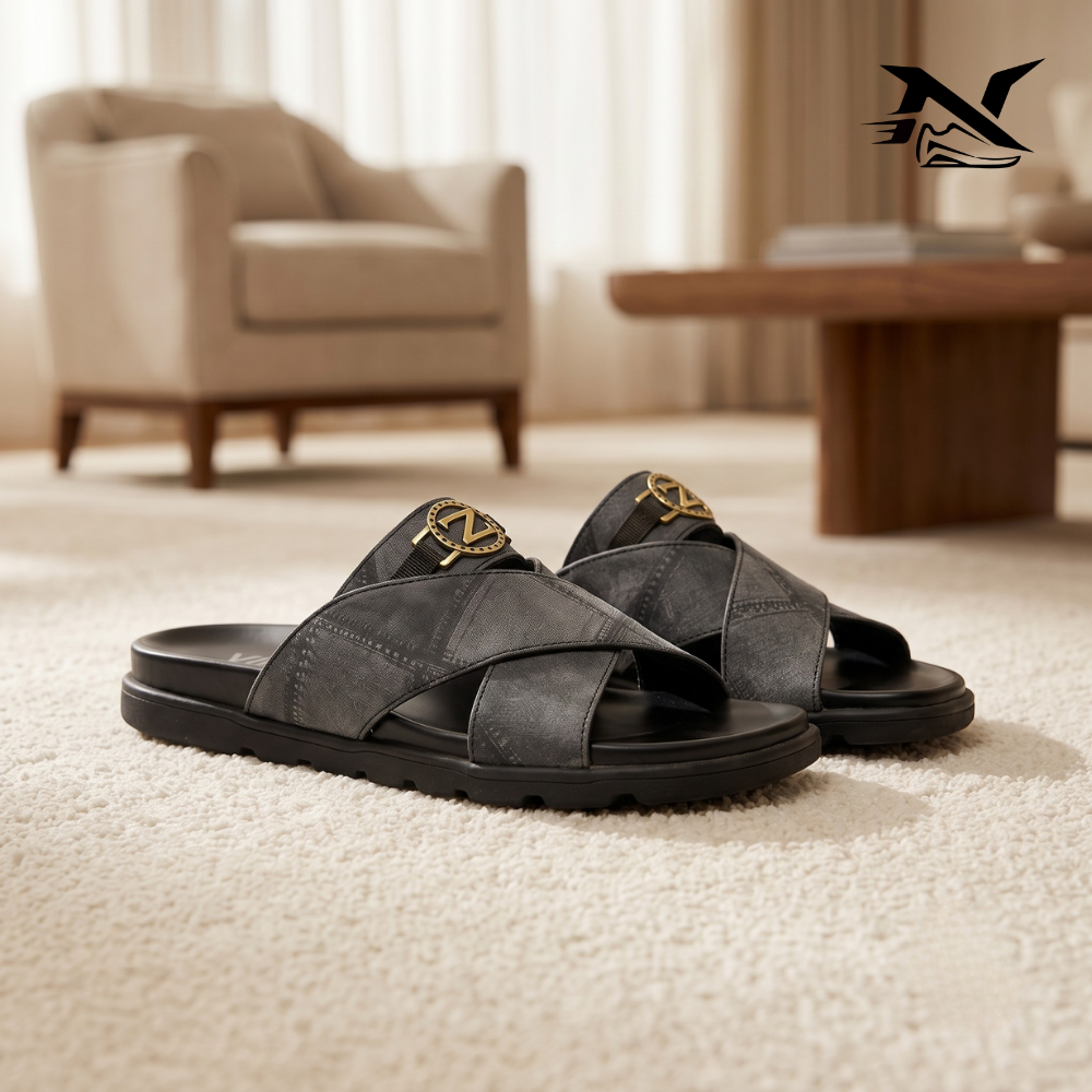 Center Buckle Cross Strap Slide