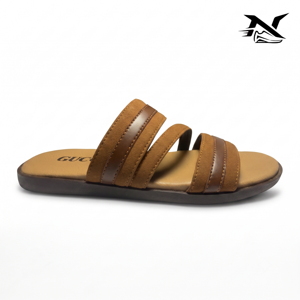 Suede Multi-Strap Slide