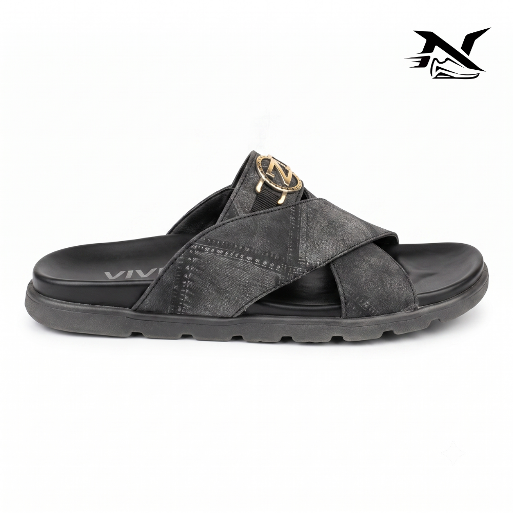 Center Buckle Cross Strap Slide