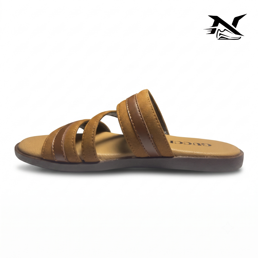 Suede Multi-Strap Slide