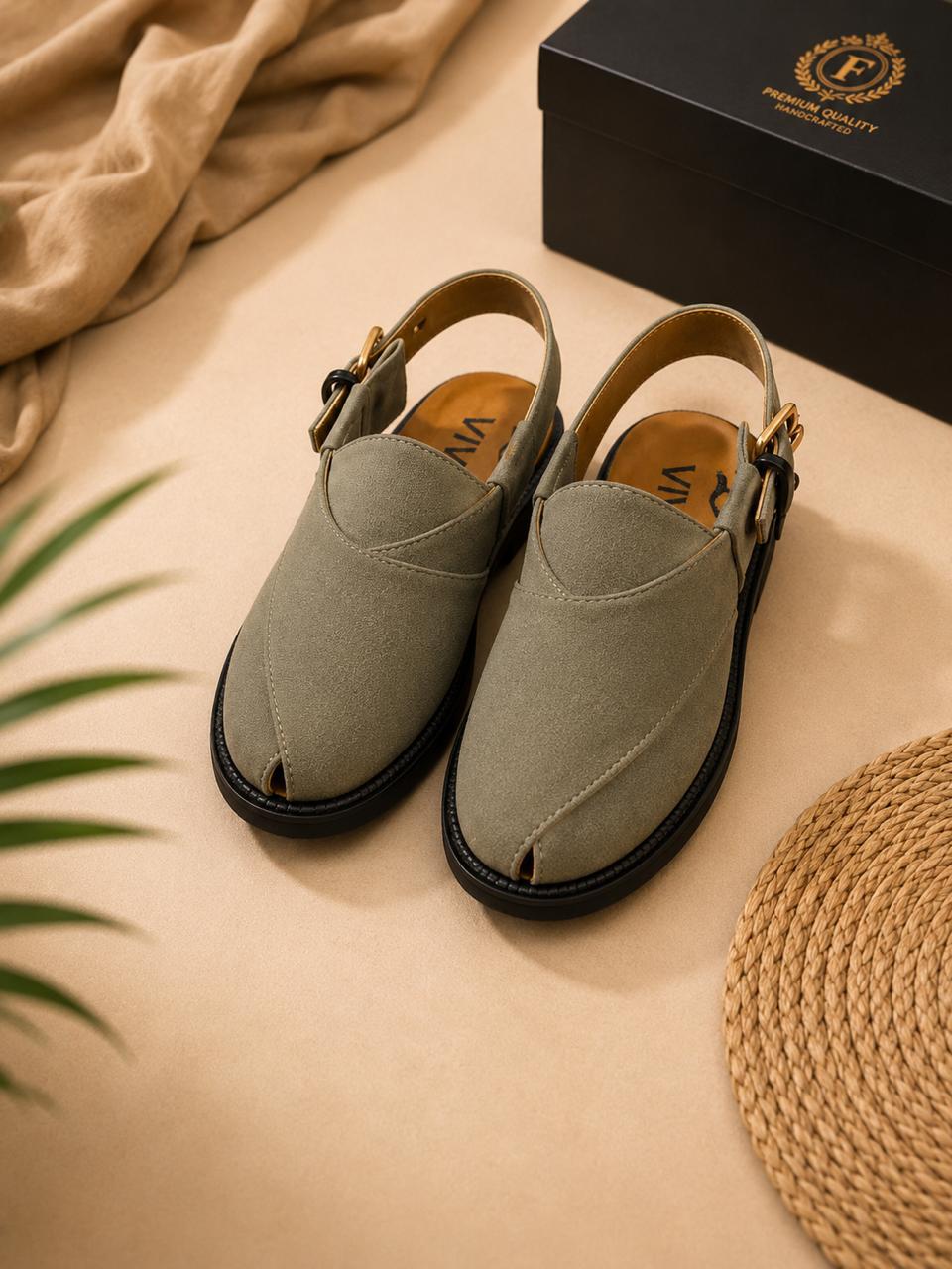 Suede Vibram Sole Peshawari Chappal