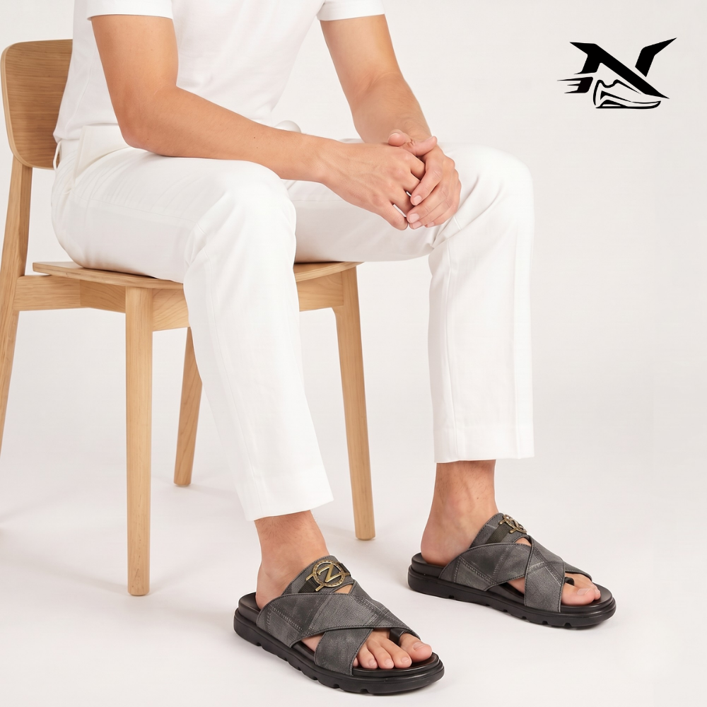 Center Buckle Cross Strap Slide